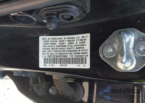 2017 Honda Civic Lx z USA, uszkodzony, nr VIN 19XFC2E56HE074043